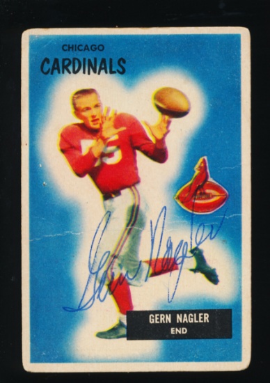 1955 Bowman AUTOGRAPHED Football Card #127 Gern Nagler Chicago Cardinals. N