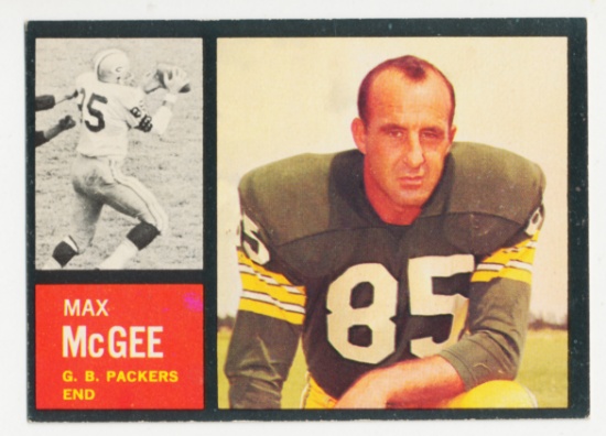 1962 Topps Football Card #67 Max McGee Green Bay Packers.