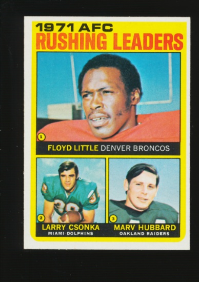 1972 Topps Football Card #1 VFC Rushinv Leaders: Floyd Little, Larry Csonka