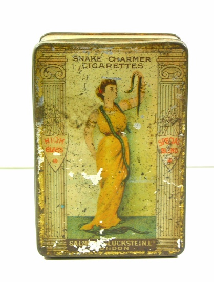 Rare!  Antique "Snake Charmer" Cigarette Tin.  Outside of the tin has wear