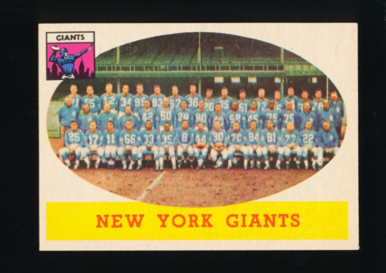 1958 Topps Football Card #61 New York Giants Team