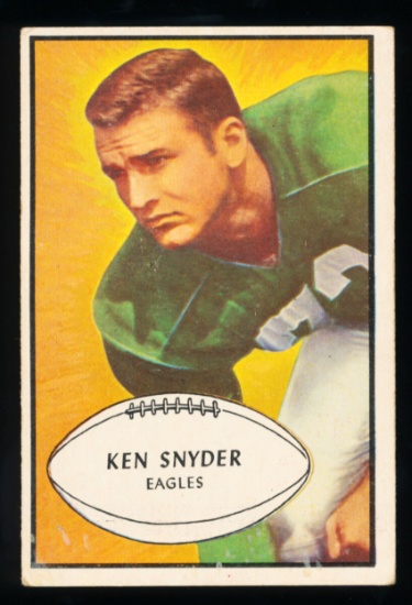 1953 Bowman Football Card #55 Ken Snyder Philadelphia Eagles. (SCARCE SHORT