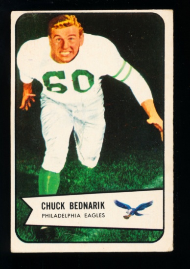 1954 Bowman Football Cards #57 Hall of Famer Chuck Bednarik Philadelphia Ea