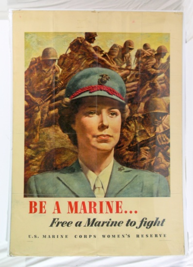 Rare! 1943 USMC Women's Reserve Recruiting Poster.  Measures 28" x 40" and