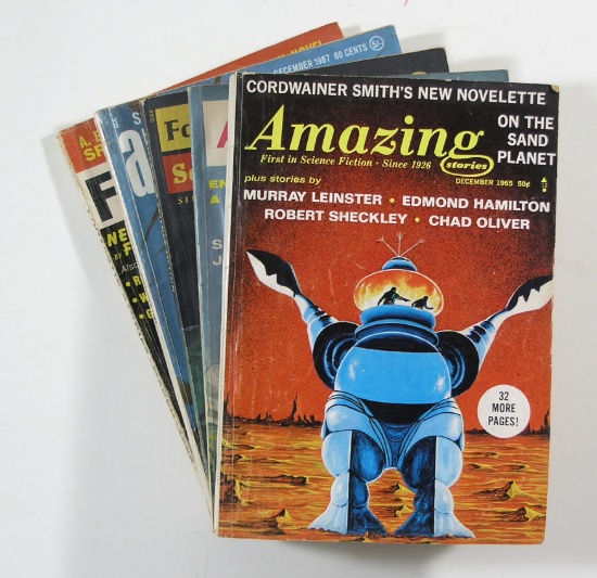 (5) Vintage 1960's Science Fiction Magazines.  Various titles.  Digest size