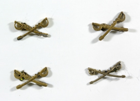 (4) WWI/WWII U.S. Cavalry Sterling Sweetheart Pins.  Each is 3/4" and is ma