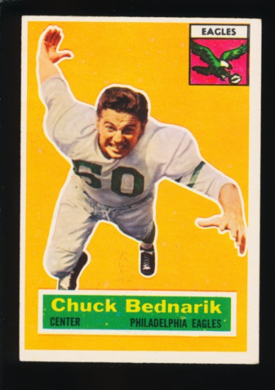 1956 Topps Football Card #28 Hall of Famer Chuck Bednarik Philadelphia Eagl