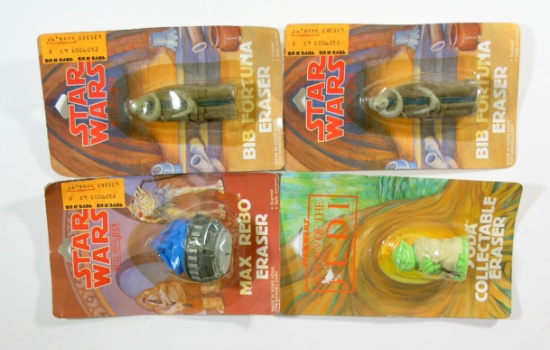 (4) 1984 Star Wars / ROJ Figural Erasers.  All still on original cards.  Ca