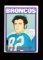 1972 Topps ROOKIE Football Card #106 Rookie Lyle Alzdo Denver Broncos