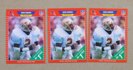 (3) 1989 Proset ROOKIE Football Cards #486 Rookie Deion Sanders Atlanta Fal