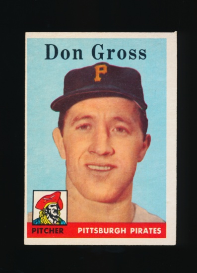 1958 Topps Baseball Card #172 Don Gross Pittsnurgh Pirates