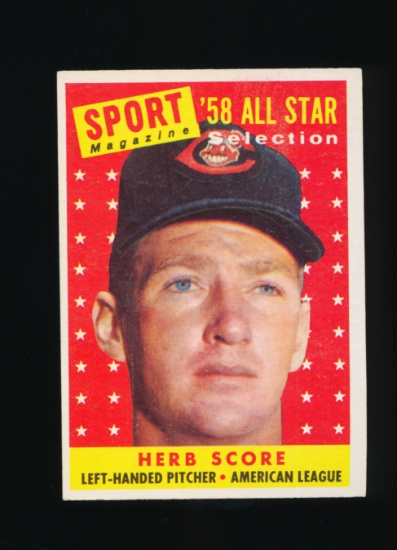 1958 Topps Baseball Card #495 Herb Score Cleveland Indians All-Star