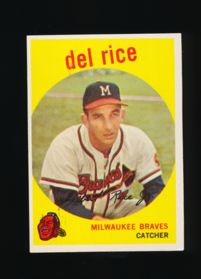 1959 Topps Baseball Card #104 Del Rice Milwaukee Braves