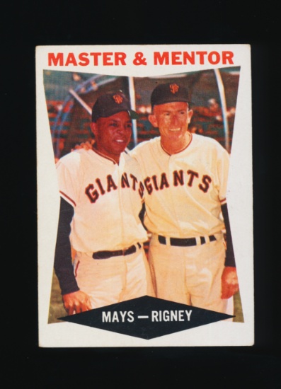 1960 Topps Baseball Card #7 Master & Mentor Hall of Famer Willie Mays & Bil