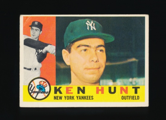 1960 Topps ROOKIE Baseball Card #522 Rookie Ken Hunt New York Yankees
