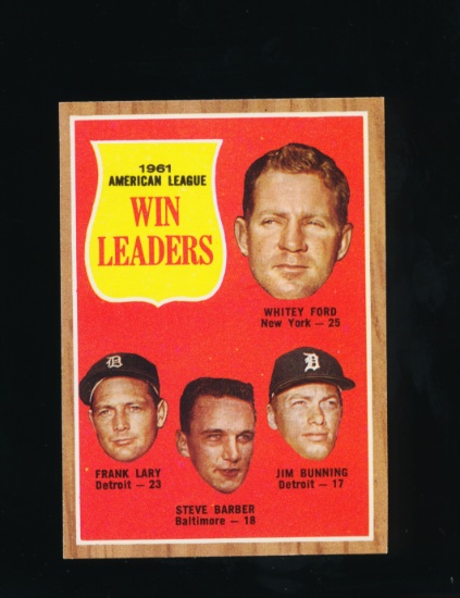 1962 Topps Baseball Card #57 American League Win Leaders: Whitey Ford, Fran