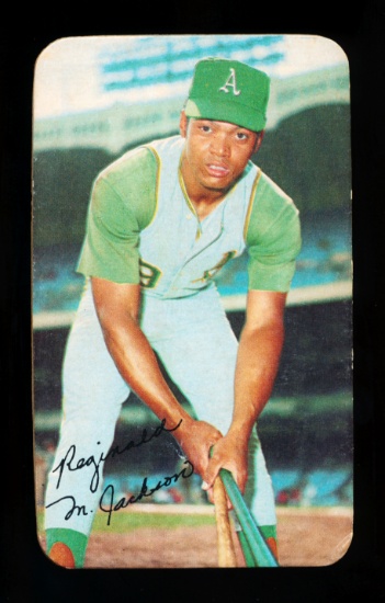 1970 Topps Super Baseball Card #28 Hall of Famer Reggie Jackson Oakland A's