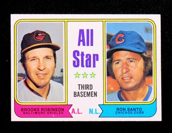 1974 Topps Baseball Card #334 All-Star Third Baseman: Brooks Robinson & Ron