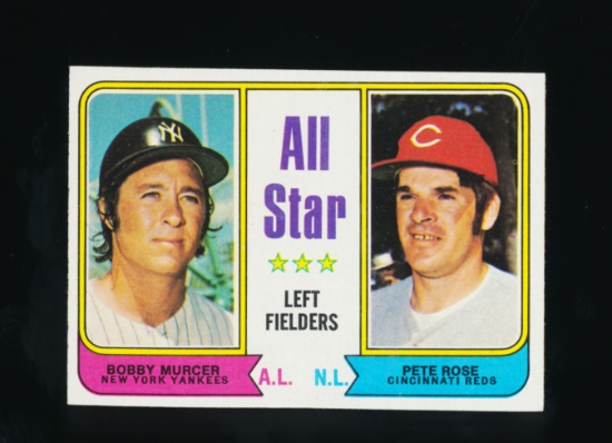 1974 Topps Baseball Card #336 All-Star Left Fielders: Bobby Mercer & Pete R
