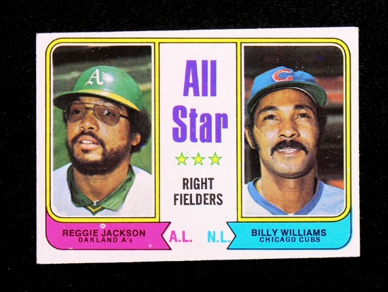 1974 Topps Baseball Card #338 All-Star Right Fielders: Reggie Jackson & Bil