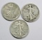 1935 P-D-S Walking Liberty Silver Half Dollars (3 Coins)