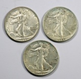 1942 P-D-S Walking Liberty Silver Half Dollars (3 Coins)