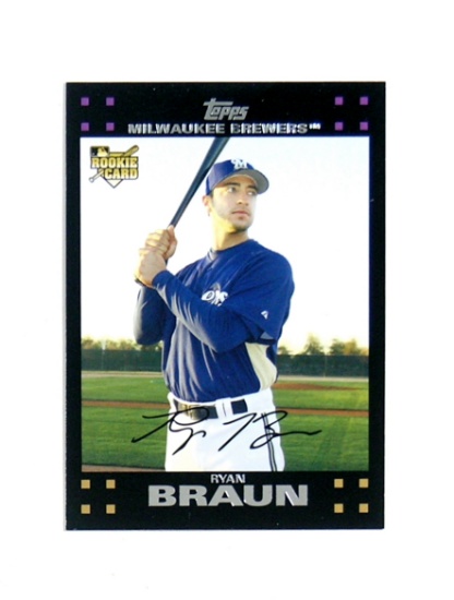 2007 Topps ROOKIE Bsaeball Card #UH150 Rookie Hall of Famer Ryan Braun Milw