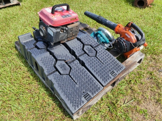 (2) Rhino Ramps, PowerPro 1000 Generator, Echo PB-257, & Makita Saw