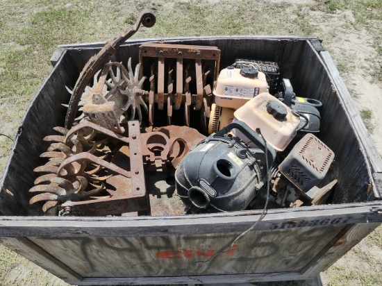Crate of Rolling Cultivator Parts