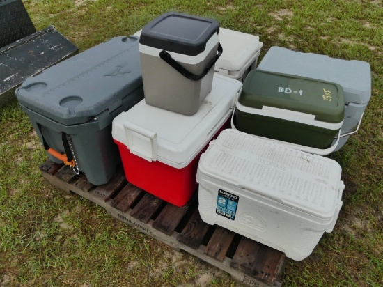 Assortment of Coolers, Polaris Box & Lightbar