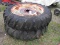 (2) 13.6-38 TIRES ON FORD WHEELS  (LIKE NEW)
