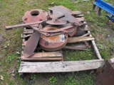 PALLET OF MISC. WEIGHTS, PLOW PARTS