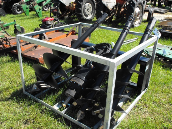 NEW SKID STEER POST HOLE DIGGER WITH 3 AUGERS