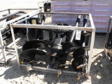 ABSOLUTE! GREATBEAR SKID STEER POST HOLE DIGGER WITH 3 AUGERS