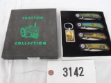 JOHN DEERE TRACTOR COLLECTION POCKET KNIVES AND KEY RING
