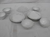 MISC. CUPS, SAUCERS, AND CHRISTMAS CANDY DISH