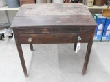 ANTIQUE WRITING DESK/SLANTED OPENING TOP/DRAWER/  APPROX. 35