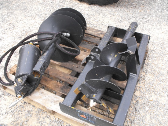 ABSOLUTE! NEW SKID STEER POST HOLE DIGGER WITH 2 AUGERS