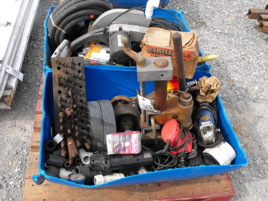 PALLET WITH DRILL BITS, ELEC. TOOLS AND MISC