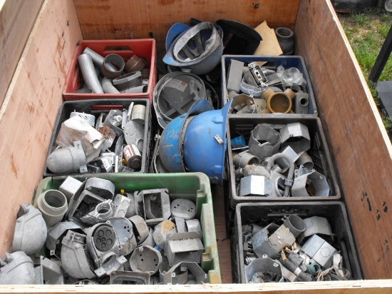 CRATE OF METAL ELEC. BOXES AND MISC CONDUIT