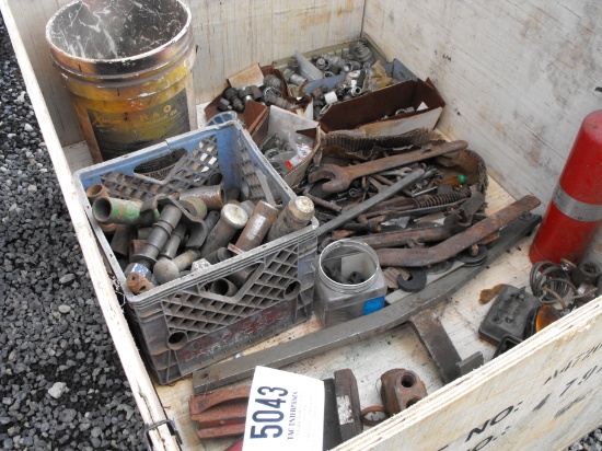 CRATE-ANTIQUE TOOLS, HYD FITTINGS, QUICK COUPLERS, AND MISC