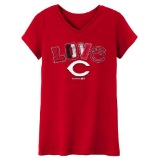 Cincinnati Reds Girls' Love V-Neck T-Shirt XS