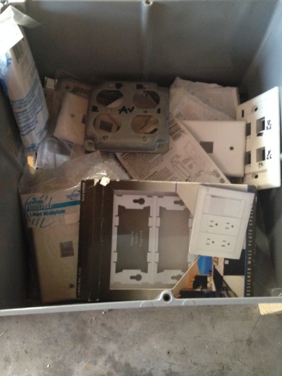 electrical box lot - various electrical outlet and extron pieces.