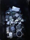 lot of elctrical outlet boxes, male connectors  metal and more.