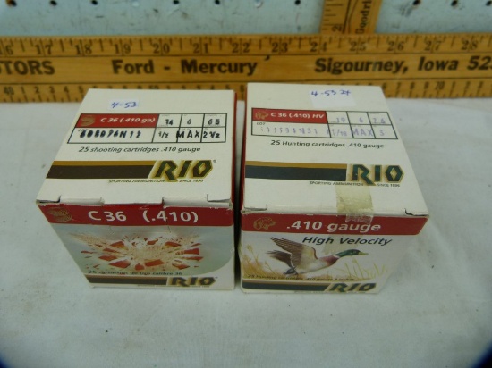 Ammo: 2 boxes/25 Rio .410, 2-1/2" & 3", 6 shot, 2x$