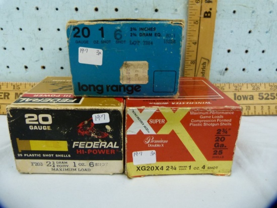 Ammo: 3 boxes/25 mixed 20 ga, 2-3/4" 4-6 shot, 3x$