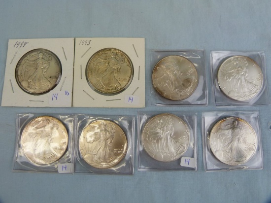 8 US Silver Eagles: 1993, 1998, (3) 2000, & (3) 2003, 8x$