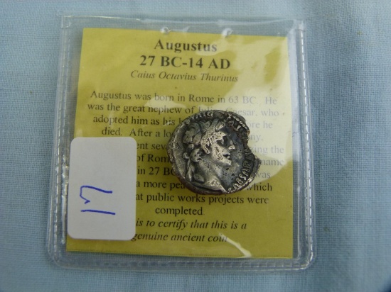 Ancient Roman Augustus 27 BC - 14 AD silver Denarius