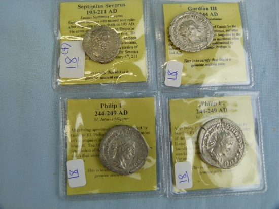 4 Ancient Roman Denarius coins