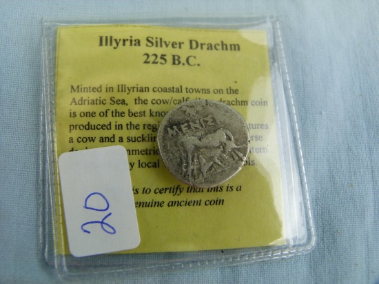 Ancient Greek Illyria Silver Drachm 225 BC, Appolonia